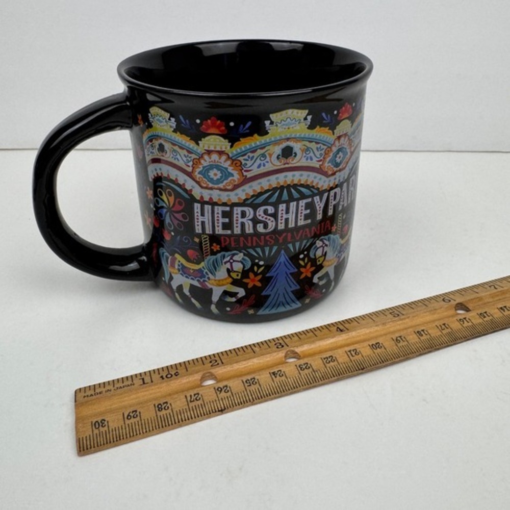 Black Large Mug w Handle Hershey Park Pennsylvania Park Souvenir Colorful Images
